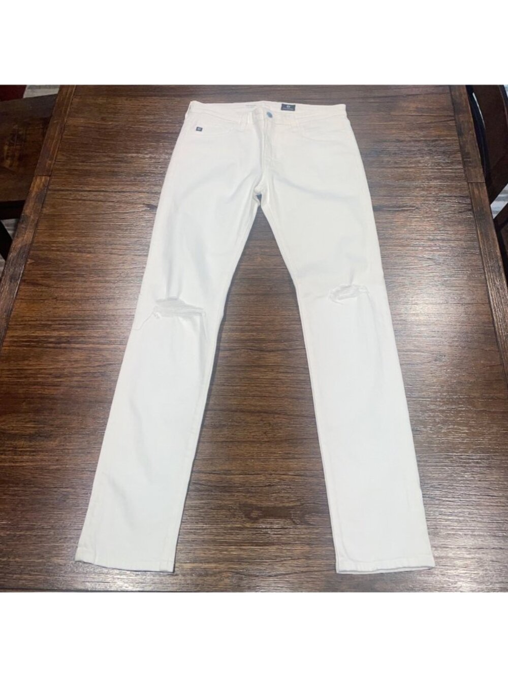 AG Dylan Slim Skinny Jean Men's 31x33 White Smoke DSD Distressed Ripped Grunge